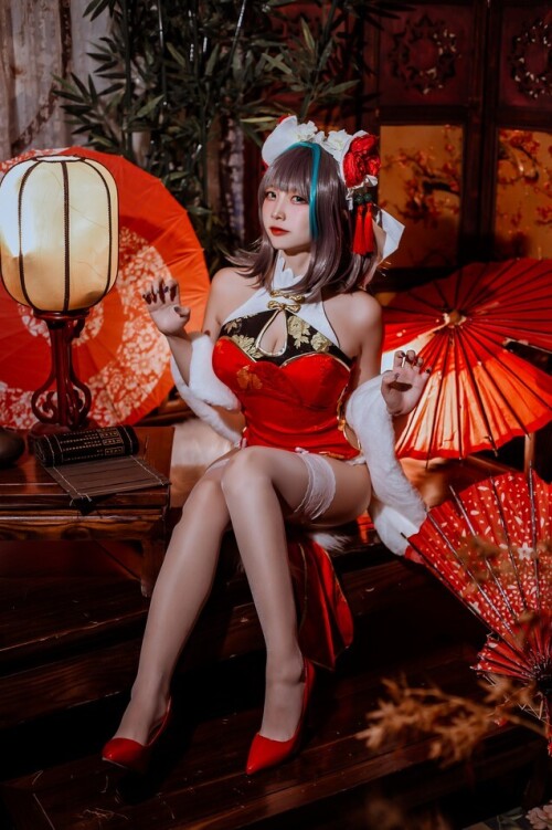 二佐Nisa - 碧蓝柴郡旗袍 预览展示图 3