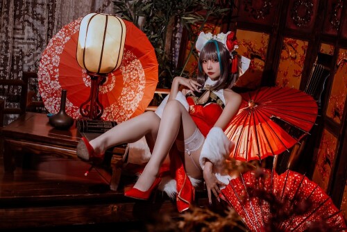 二佐Nisa - 碧蓝柴郡旗袍 预览展示图 1