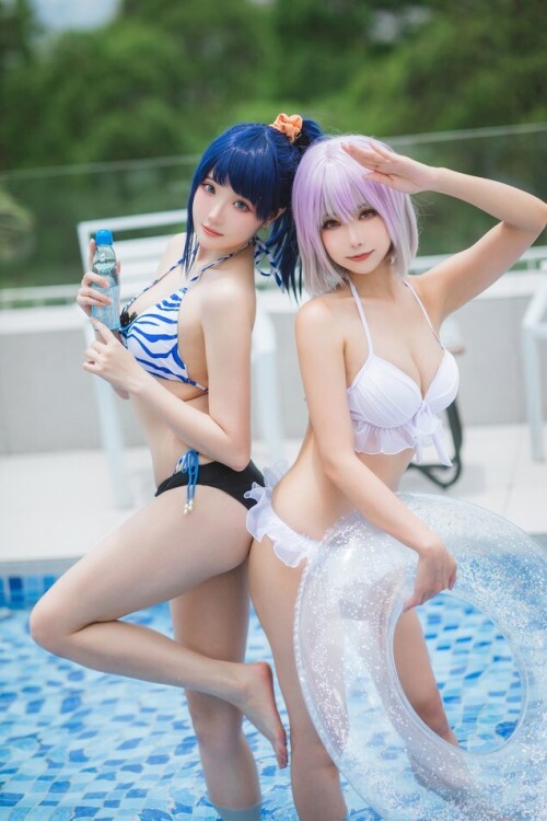 Momoko葵葵&瓜希酱 - SSSS.GRIDMAN 宝多六花&新条茜 泳装 预览展示图 4