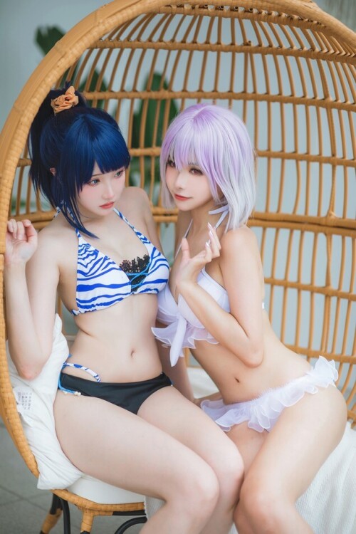 Momoko葵葵&瓜希酱 - SSSS.GRIDMAN 宝多六花&新条茜 泳装 预览展示图 5