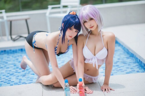 Momoko葵葵&瓜希酱 - SSSS.GRIDMAN 宝多六花&新条茜 泳装 预览展示图 2