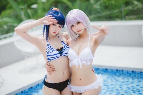Momoko葵葵&瓜希酱 - SSSS.GRIDMAN 宝多六花&新条茜 泳装 预览展示图 3