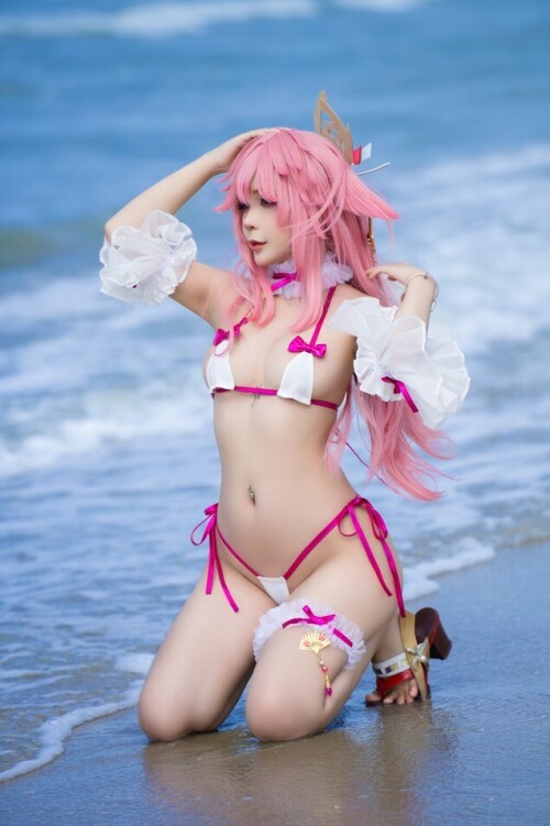 Umeko J - Yae Miko (blossom bikini) 预览展示图 2