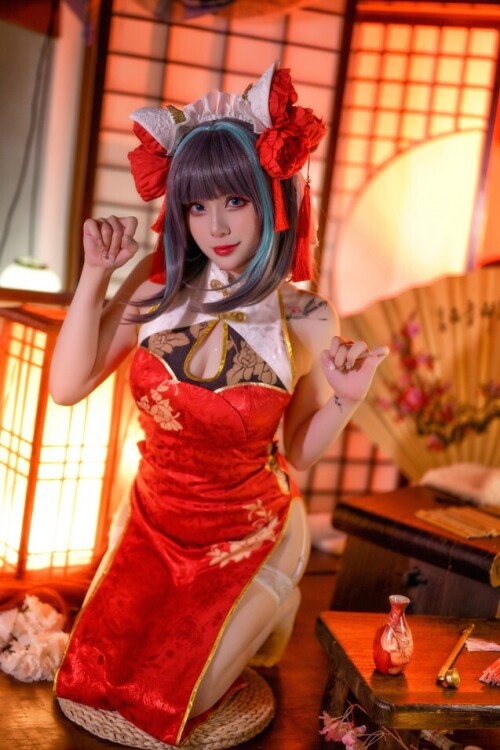 Zyra秋 - 碧蓝航线 柴郡 红旗袍 预览展示图 5