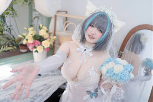 阿半今天很开心 - 碧蓝航线 柴郡婚纱花嫁 预览展示图 1