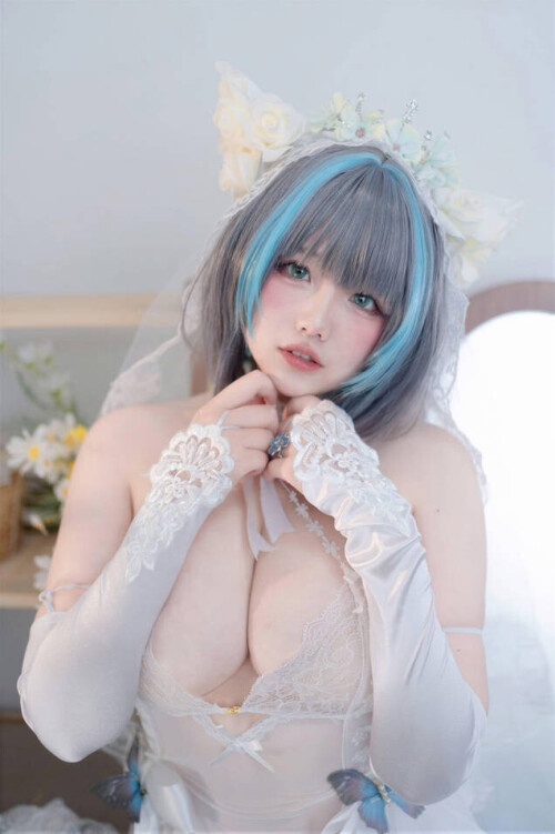 阿半今天很开心 - 碧蓝航线 柴郡婚纱花嫁 预览展示图 5
